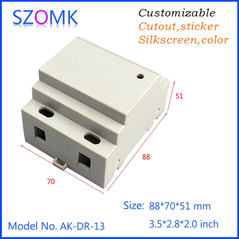 

wall mount plastic enclosure control box (1 pcs) 88*70*51mm szomk project box electronic case plastic din rail enclossure