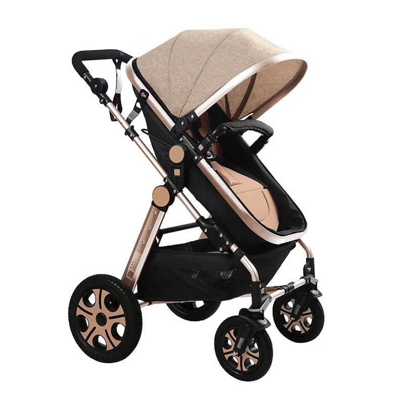 New  Baby Stroller High Landscape Folding Two-way Sitting Reclining Newborn Stroller Seat Adjustable Eas 