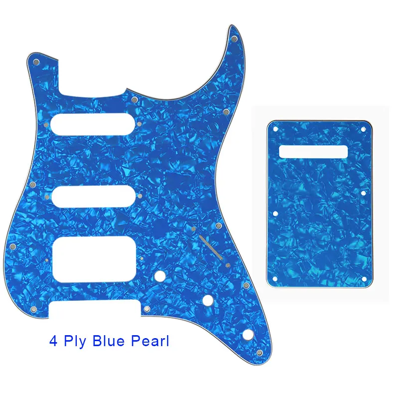 4Ply blue Pearl Гитарные части-для США \ Мехико Fd Strat 72' 11 винтовое отверстие Стандартный St Humbcker Hss гитара Накладка и задняя пластина царапины пластины - Цвет: 4Ply blue Pearl