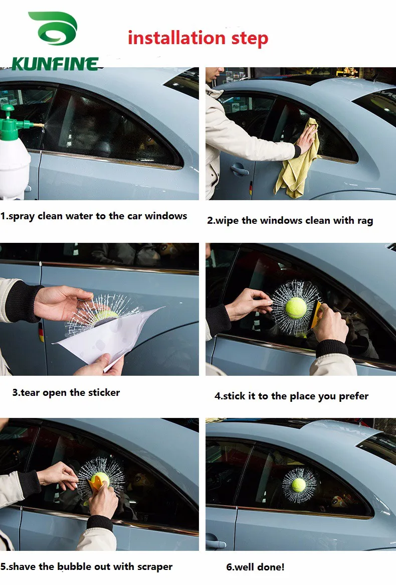 3D Tennis Ball Hit Window Car Sticker Tailgate Decal F