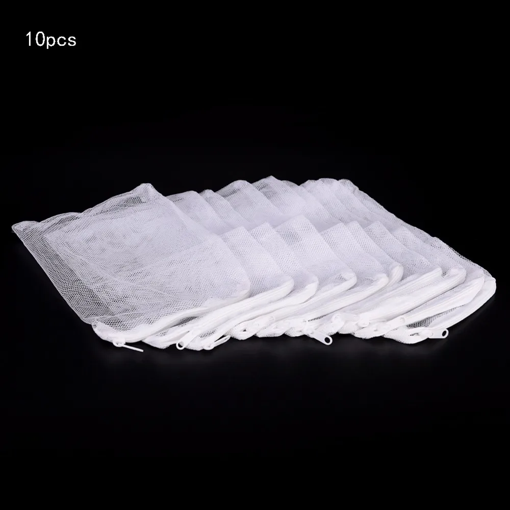 

10pcs Aquarium Zipper Mesh Bag Pond Filter Net Bio Ball Activated Carbon Media Ammonia Fish Tank Marine Canister Isolation White