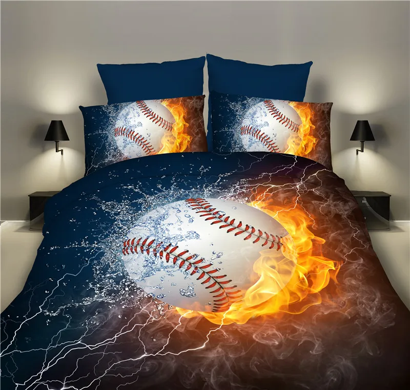 Baseball Printed Bedding Sets Duvet Cover Set 3pcs Bed Set Twin Double