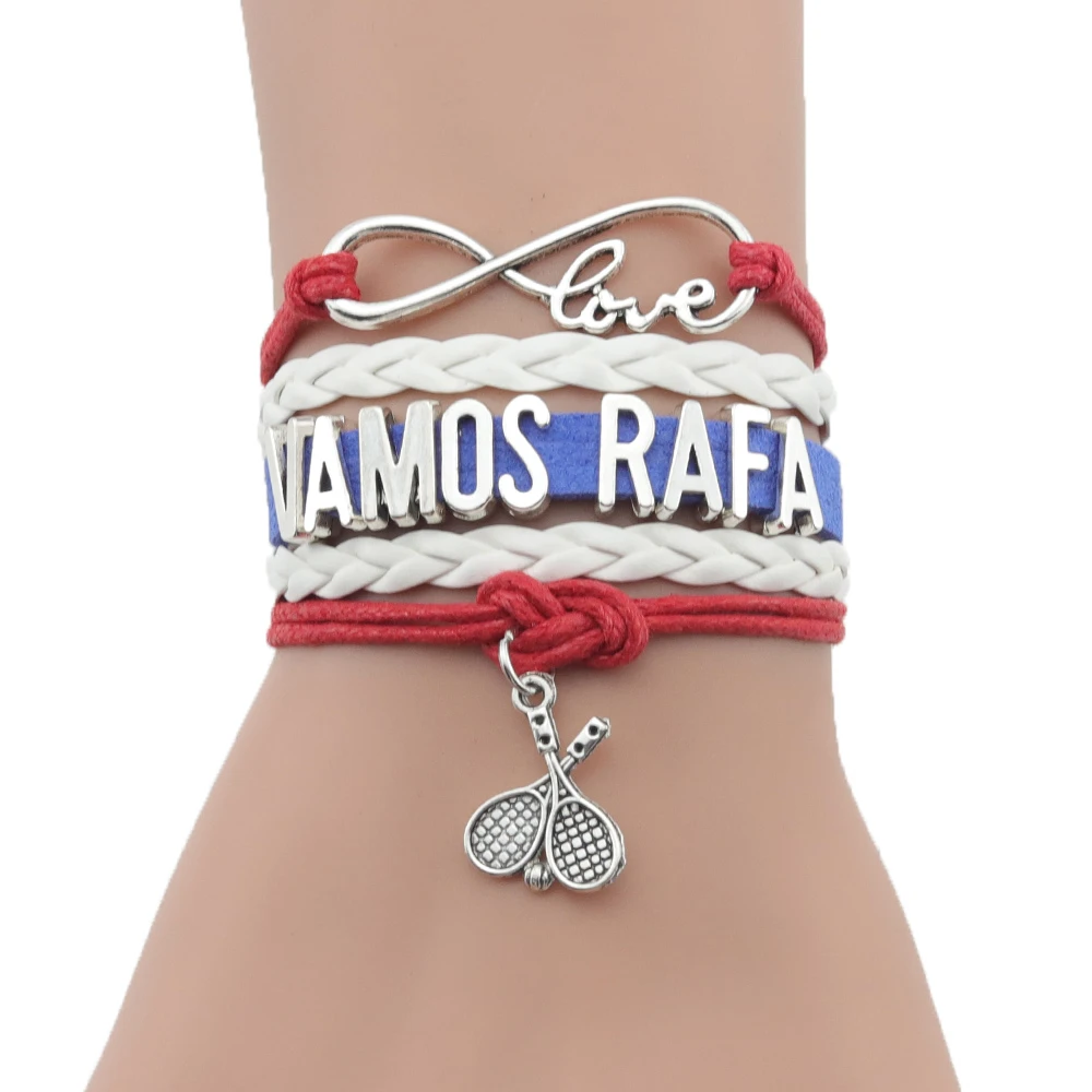 Infinito amor de tenis VAMOS RAFA pulsera de mujer apilamiento de cuerda de cuero pulseras pulseras para mujer hombre joyería|Pulseras de amuleto| - AliExpress