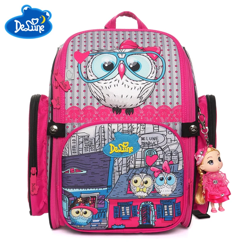 

2019 Delune Brand Orthopedic School Bags for Children Girls Cat Print 3D Animal Kids Cartoon Backpack Mochila Infantil Grade 1-3