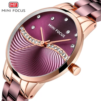 MINI FOCUS Women's Fashion Lady Stainless Steel Strap Waterproof Quartz-Watches