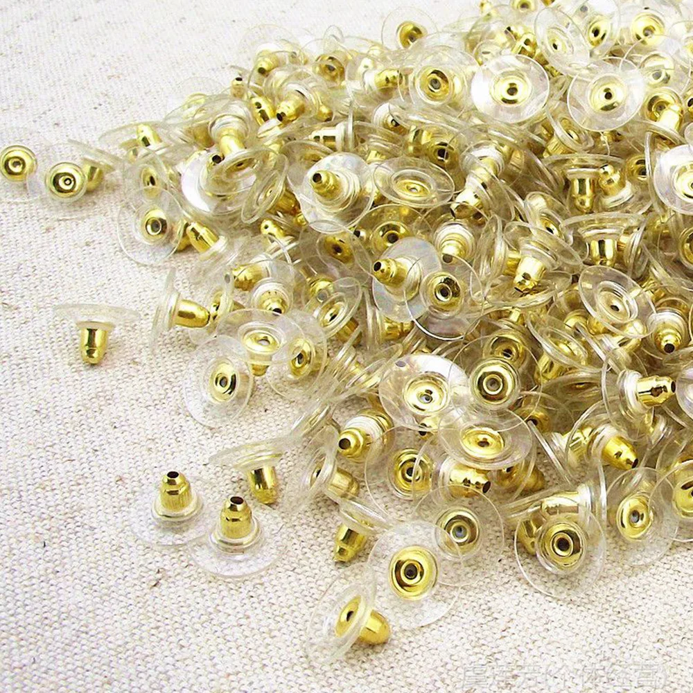 

100 pcs/lot Jewelry Silver-color Golden Color Round Earnuts Stud Earrings for Women Back Stoppers Findings Useful Jewelry