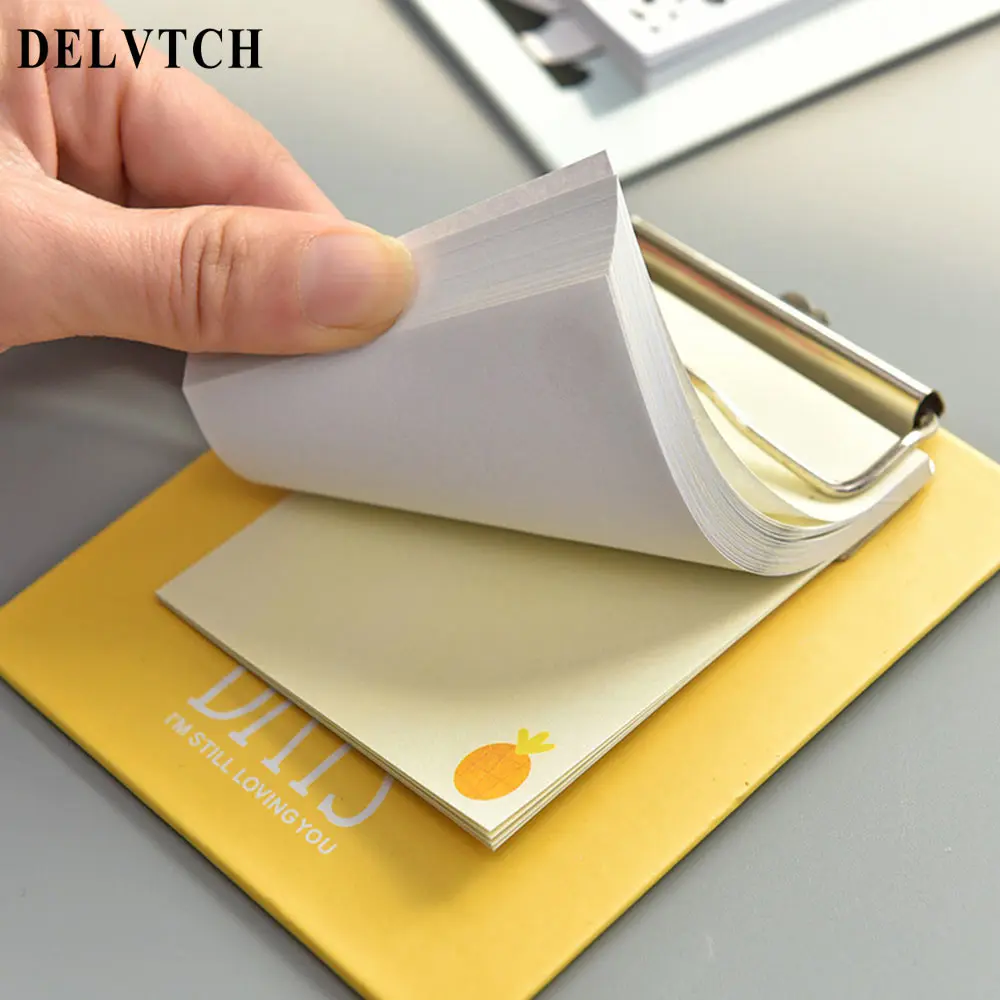 

DELVTCH Mini Size 50 Sheets Paper Board Memo Pads Sticker Note File Folder Stationery Clips With Self-adhesive Note pad 12*10cm