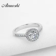 AINUOSHI Luxury 1 Carat SONA Round Cut Halo Rings 925 Sterling Silver Engagement Wedding Woman Bridal Rings Christmas Jewelry
