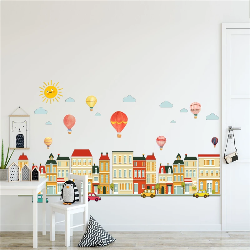 Tofok мультфильм воздушный шар строительные наклейки детская комната украшения стены наклейки 50*70 см украшение дома поставщик