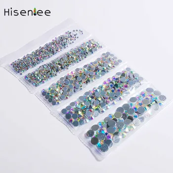 

New Super Shiny AAAA Nail Art Multi-Size AB Crystal Rhinestone 3D Stone Flatback Hot Fix Rhinestones for Nail Decorations Tool