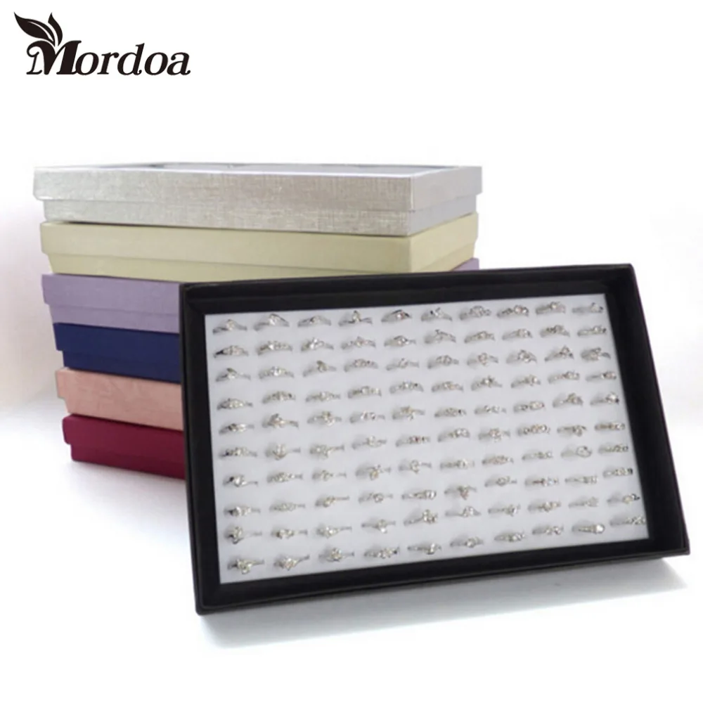 

Multicolor Border White Sponge 100 Slots Finger Ring Storage Ear Stud Display Box Organizer Show Case Jewelry Display