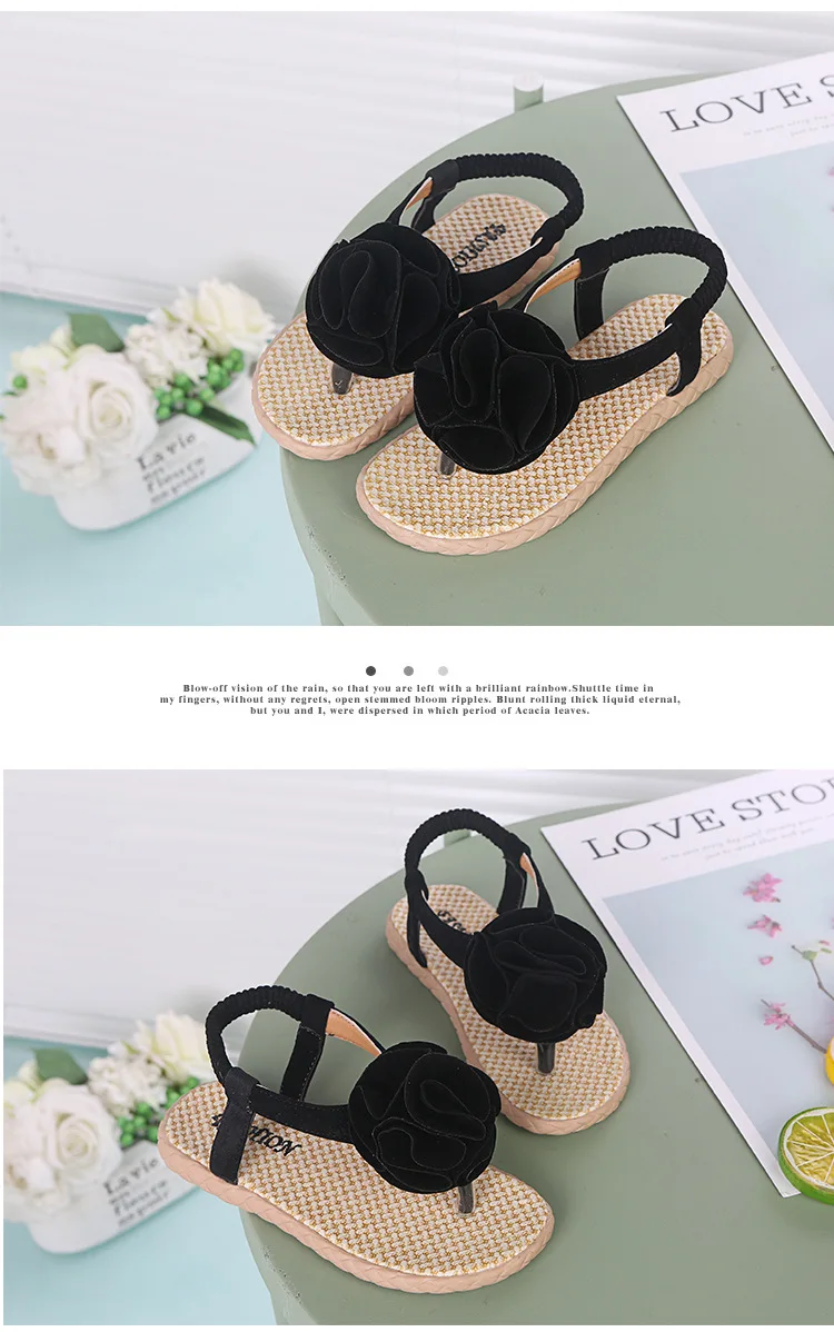 JGSHOWKITO Girls Sandals Kids Gladiator Floral Sandals Soft Childrens Flip-flip Sandals 4-10 Yrs Girl With Flowers Princess Hot