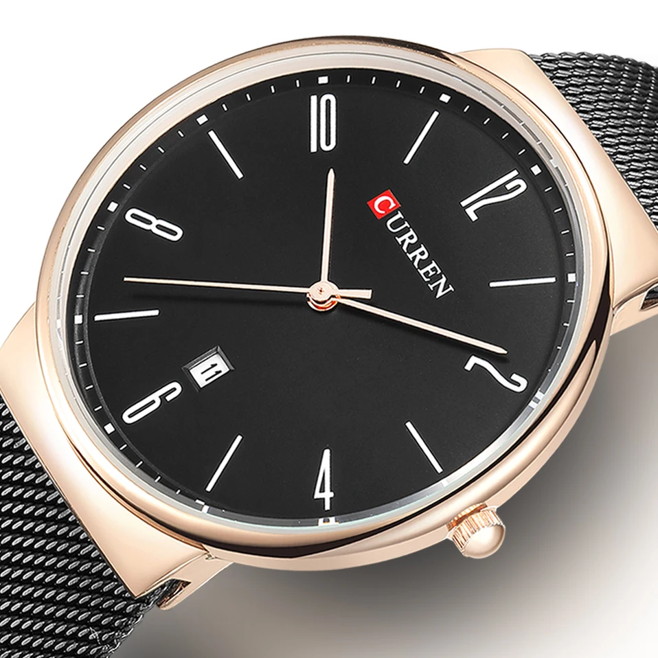 

Curren Mens Watches Top Brand Luxury Mesh Strap Quartz Wach Men Ultra Thin Gold Watches Clock Male Sport Watch Relogio Masculino