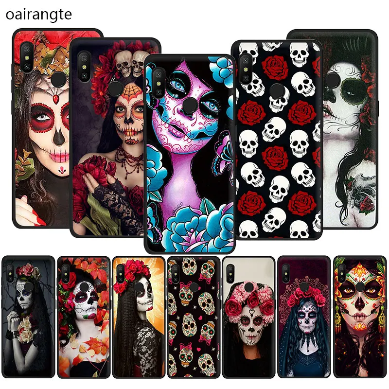 

Catrina beautiful rose girl Skull Soft TPU phone cover case for Redmi K20 4A 4X 5 6 5A 6A 7 Go Note 5 6 7 8 Pro