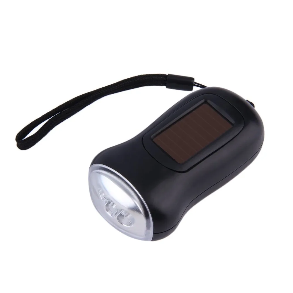 

ABS plastic Mini Portable Hand Crank Dynamo 3 LED Solar Powered Flashlight Camping Torch Outdoor Camping Mountaineering Night