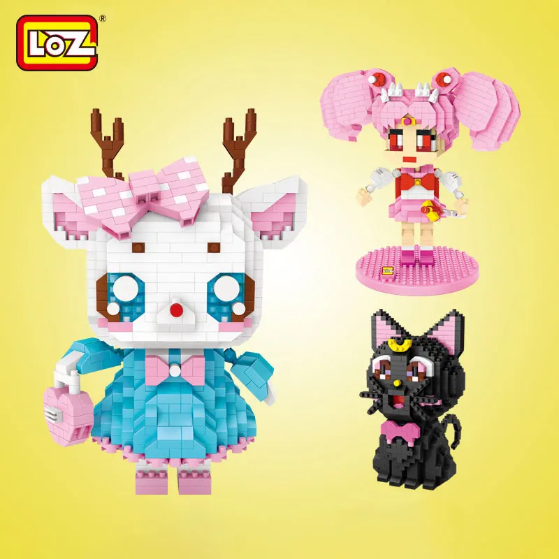 

Loz Diamond Small Particles Blocks Cartoon Anime Luna Cat Beautiful Girl Fawn Baby Building Block Bricks Toys For Children Gifts