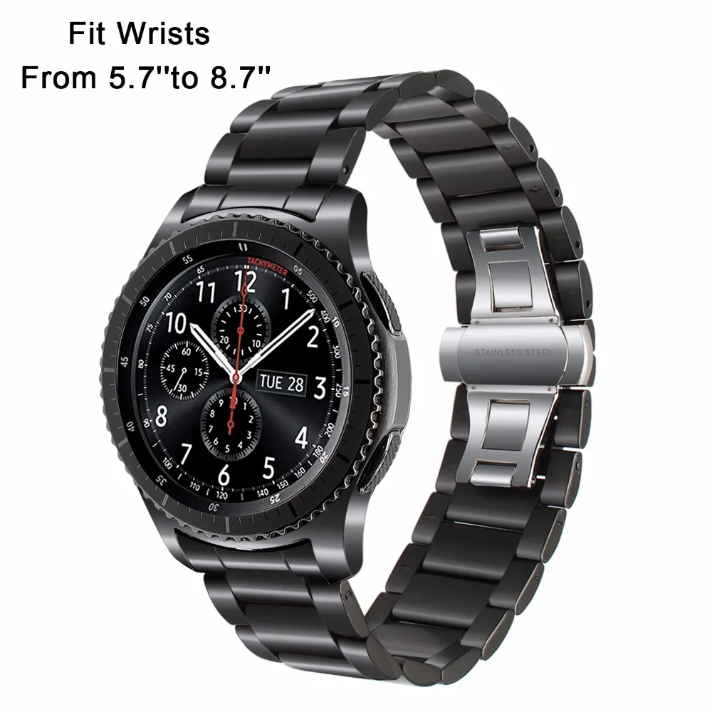 22 мм Нержавеющая сталь ремешок для часов из нержавеющей стали зажим ремень для samsung Шестерни S3 классический Frontier R760 R770 Смарт-часы-браслет