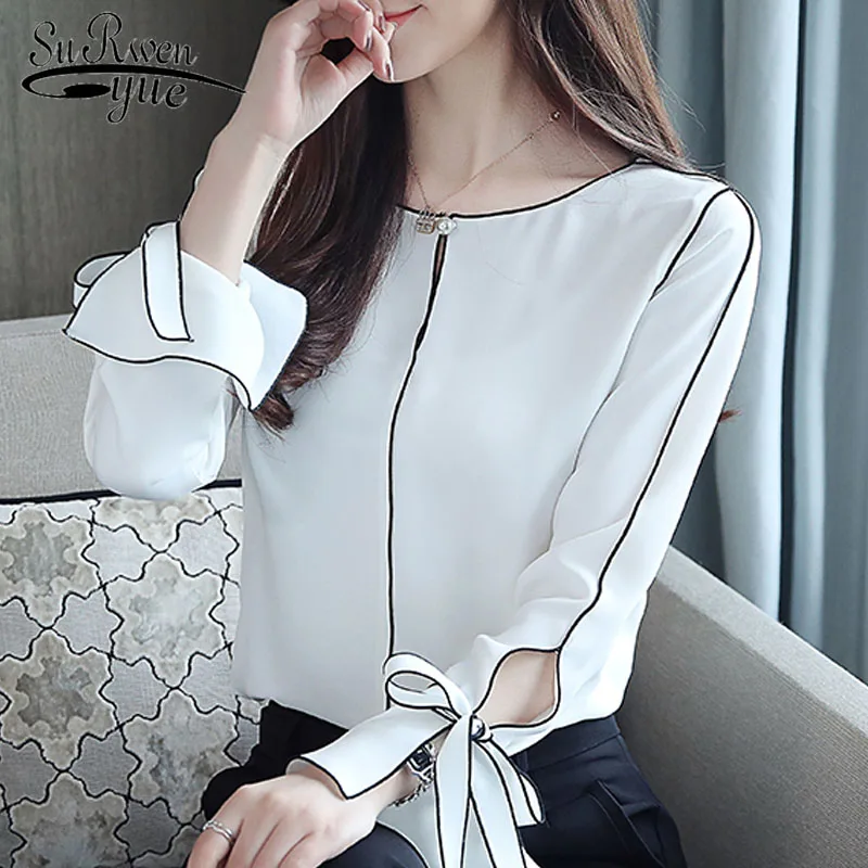 Новое поступление Весенняя блузка рубашка женская с длинными рукавами женская модная свободная Блузка офисная для одежда женщин D468 30