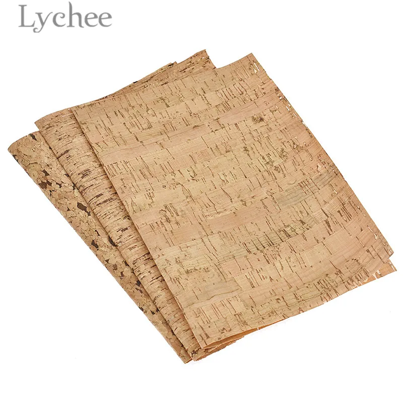 

Lychee 21x29cm A4 Soft Cork PU Fabric High Quality Wood Grain Synthetic Leather DIY Material For Handbag Belts Garments