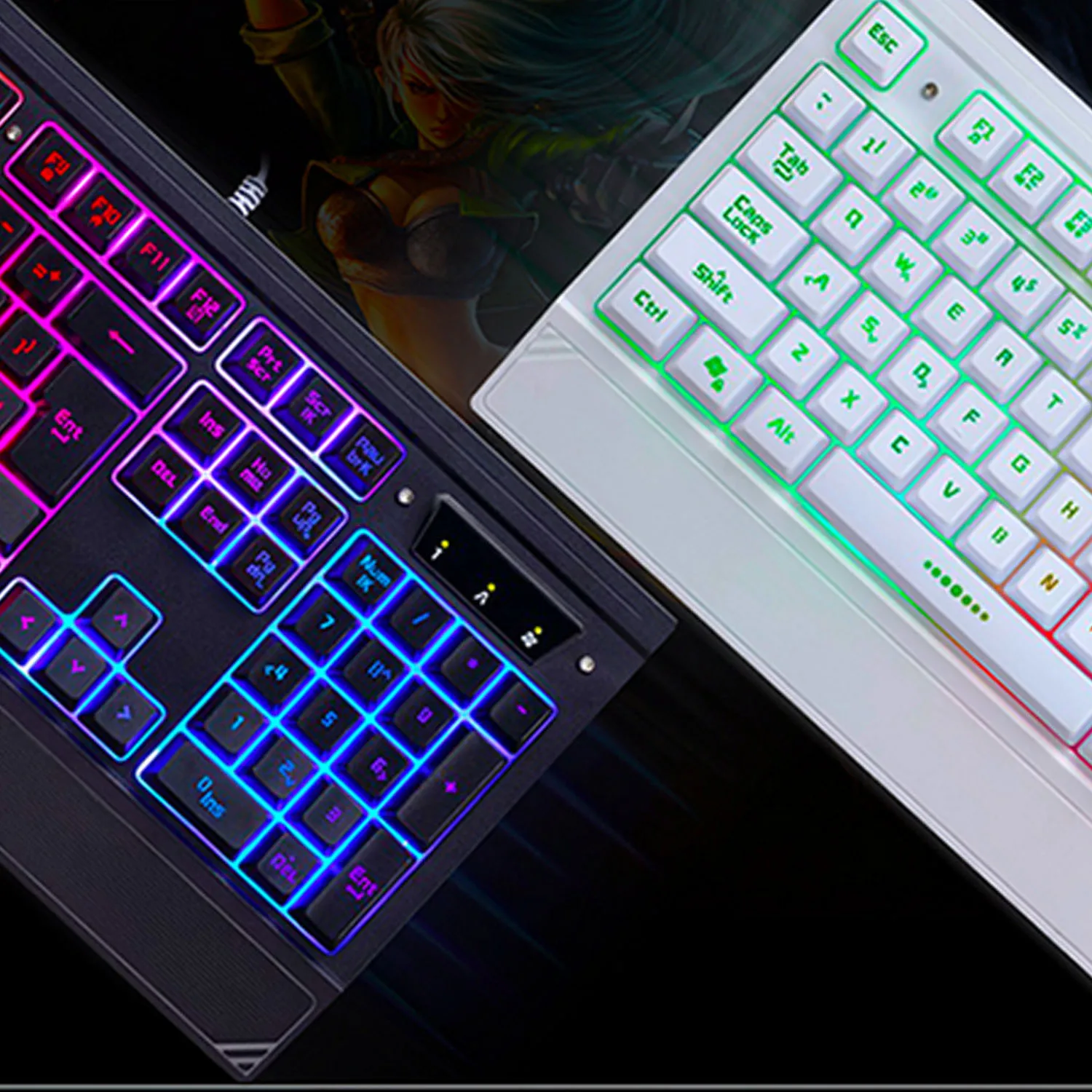 Elisona 104 Keys USB Wired Colorful Backlight Gaming Keyboard Keypad Key Board with Wrist Rest for 