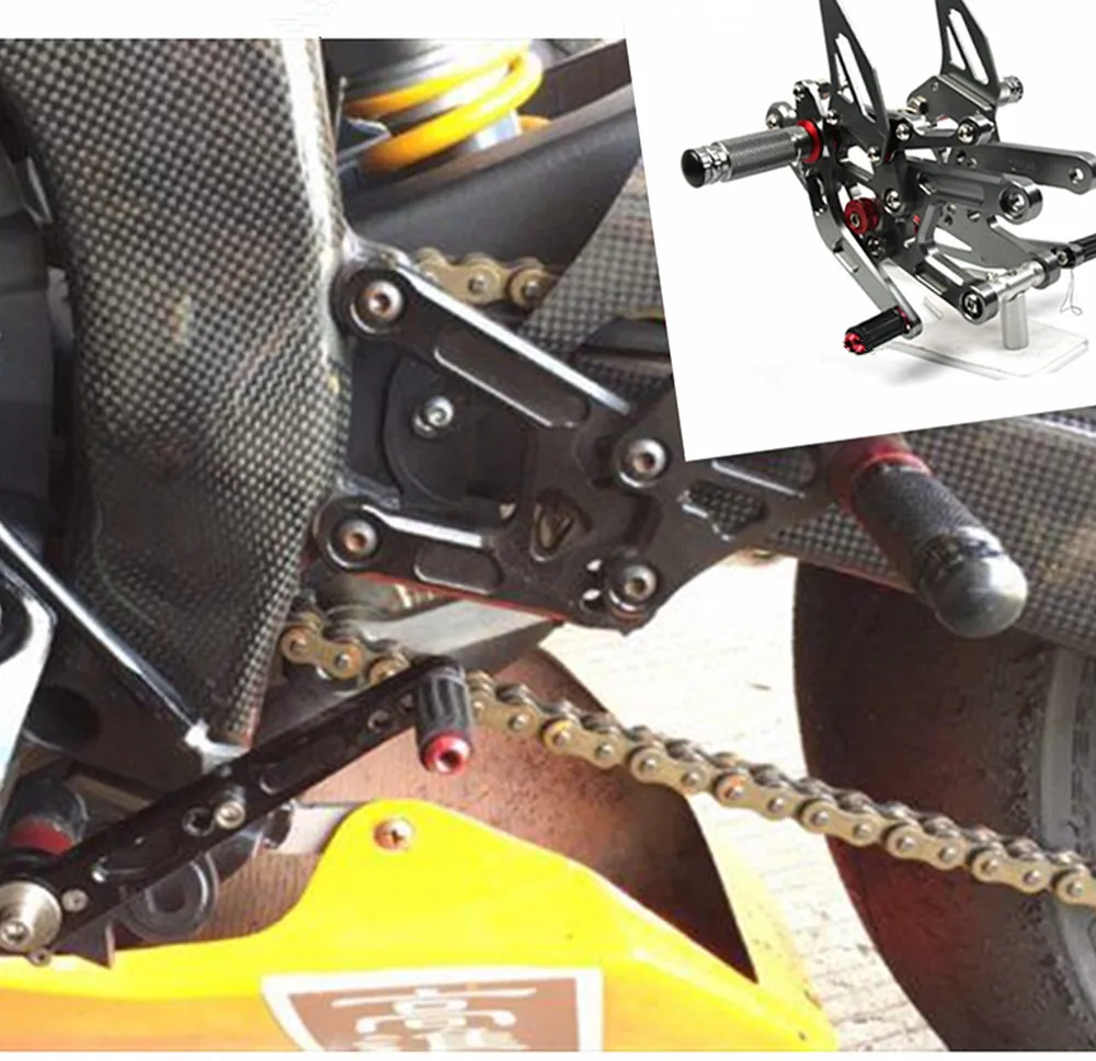 

For YAMAHA YZF R6 YZF-R6 2017 2018 CNC Adjustable Rearset Foot Pegs Racing Rear set Grey&red