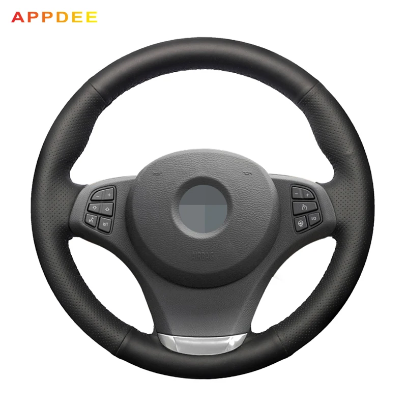 

APPDEE Black Artificial Leather Car Steering Wheel Cover for BMW E83 X3 2003-2010 E53 X5 2004-2006