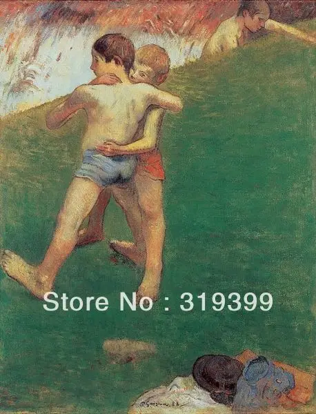 

Paul Gauguin Oil Painting Reproduction on Linen canvas,Young Wrestlers ,Free Shipping,Museum Quality,100% handmade