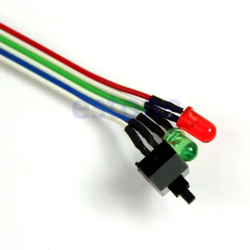 Case desktop ATX power on switch cable reset with HDD LED light for PC BSCA