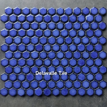 

23mm Mediterranean Blue Crystalline Glaze Hexagon Ceramic Mosaic Tile bathroom kitchen honeycomb wall floor tile