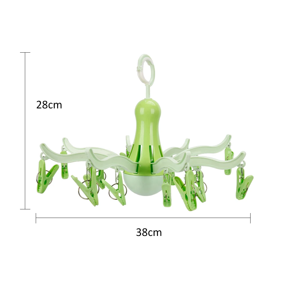 16 зажимов, складная сушилка для одежды, Прачечная вешалки стойки, носок, одежда, нижнее белье, ветрозащитный держатель, шкаф для хранения, прищепка