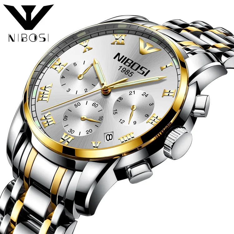 

Stainless steel multi-function male quartz watch waterproof multi-function three-eye 6-pin solid steel belt watch