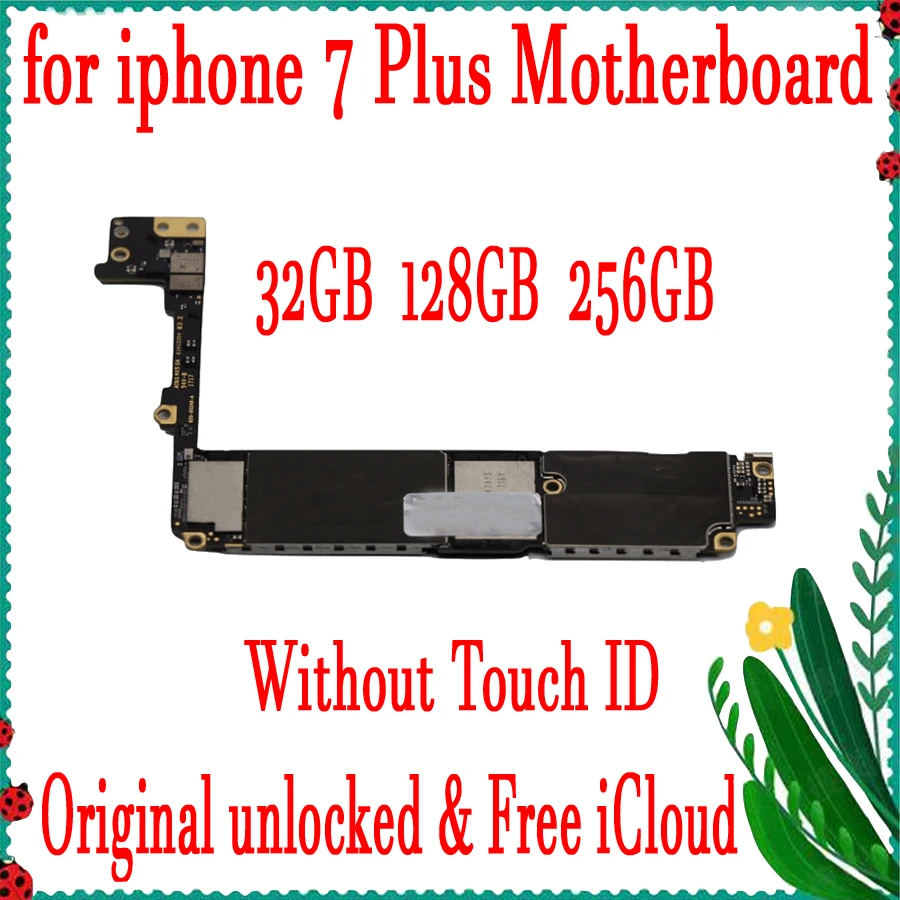 

Free iCloud for iPhone 7 Plus Motherboard with Chips,Original unlocked for iphone 7P Mainboard without Touch ID,32GB 128GB 256GB