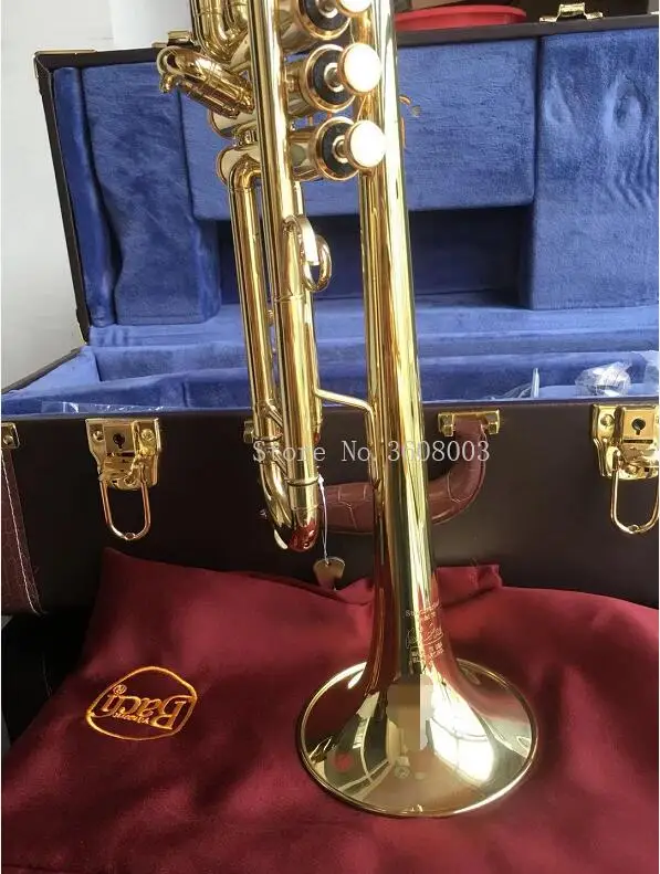 

New Trumpet Gold Lacquer LT180S-72 B Flat Professional Trumpet Bell Top Musical Instruments+Blue Case