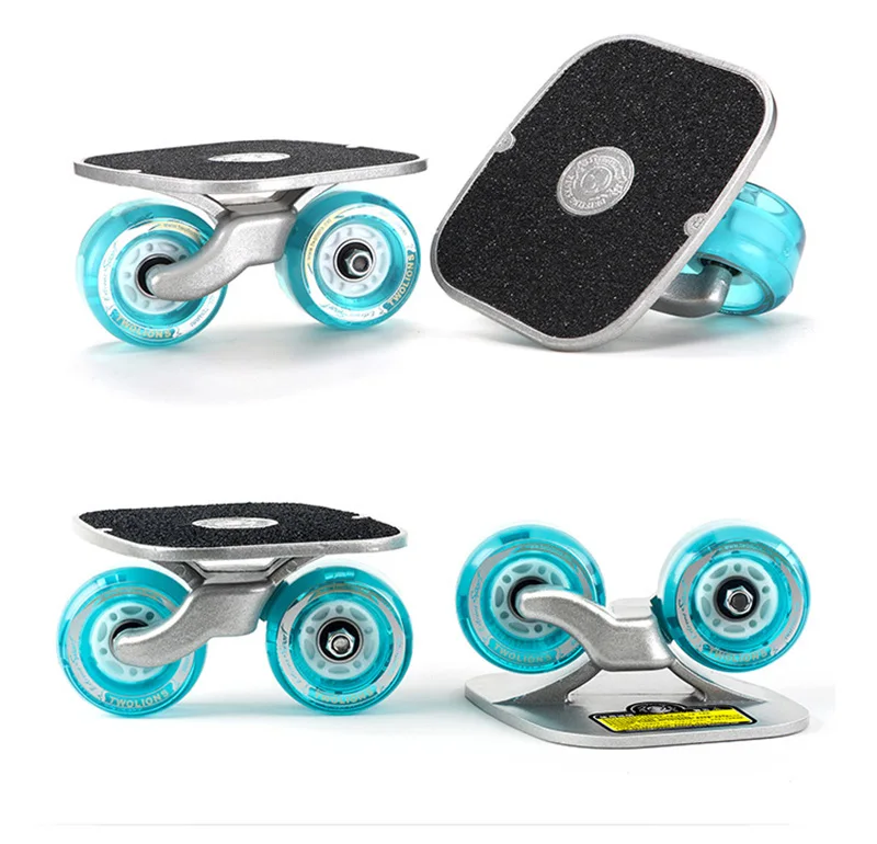 Twolions классический алюминиевый Дрифт доска для Freeline светодиодные колёса ролик RoadDrift коньки противоскользящие скейтборд палуба Freeline коньки - Цвет: Silver Blue