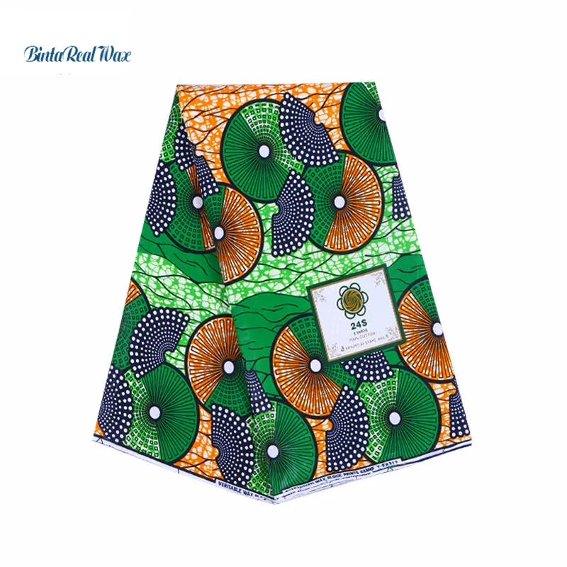 

2019 High Quality binta real Wax 100% Cotton Hollandais Fabric Wax African Fabric Batik Fabrics for Africa Clothing 24FS1049