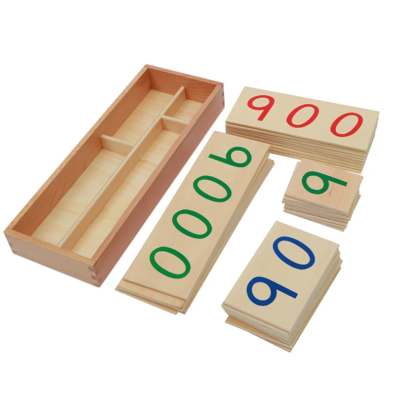 Children Wooden Montessori Educational Toys For Children Montessori Matematicas Preschool 1-9000 Number Cards MA0165H