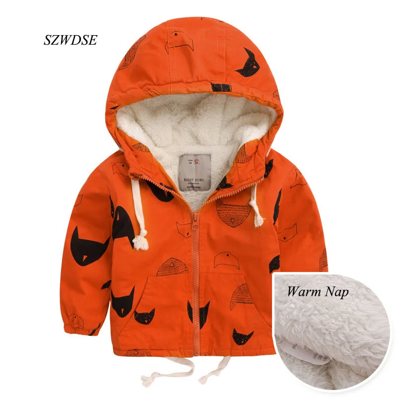 

Child's Autumn Winter warm outwear kids pizex hoodies windproof jackets unisex windbreaker tops sweatshirt for teens 2-8 years
