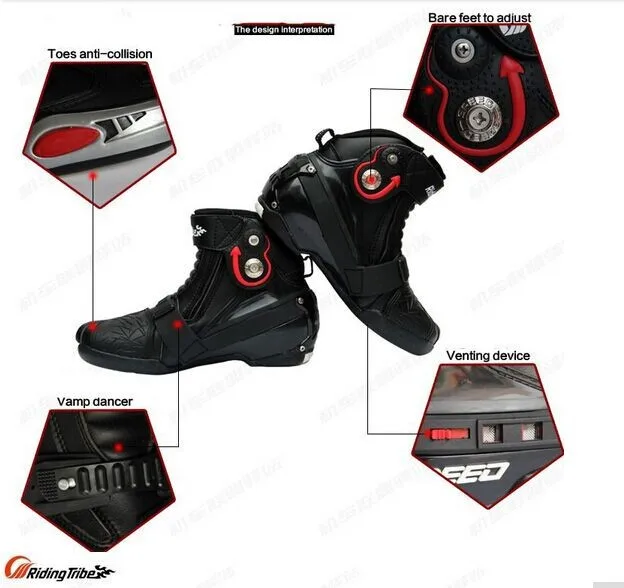 Moto rcycle Botas; байкерские ботинки; обувь для бездорожья; дышащие ботинки для верховой езды с защитным механизмом; цвет красный, белый, синий