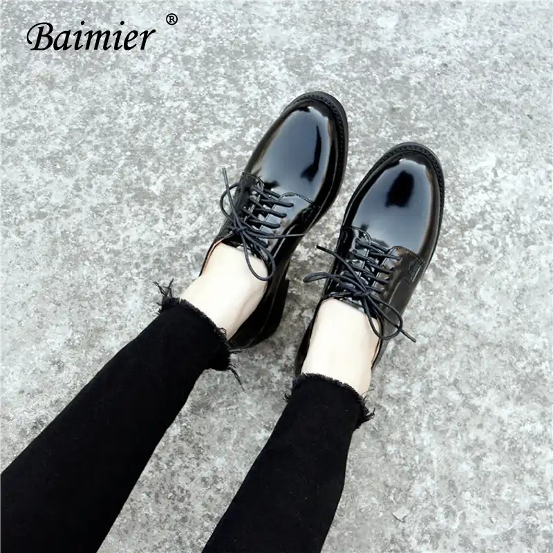 black patent oxfords womens