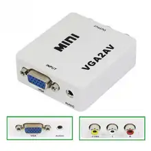 1080 P Mini VGA К AV RCA конвертер с 3,5 мм аудио VGA2AV/CVBS + аудио конвертер для HDTV PC #825 Новый