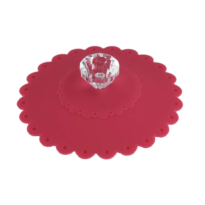 Многоразовая силиконовая крышка чашки с искусственными бриллиантами Анти-пыль теплоизоляция чашки крышки уплотнения кружки с крышкой посуда для напитков запчасти - Цвет: watermelon red