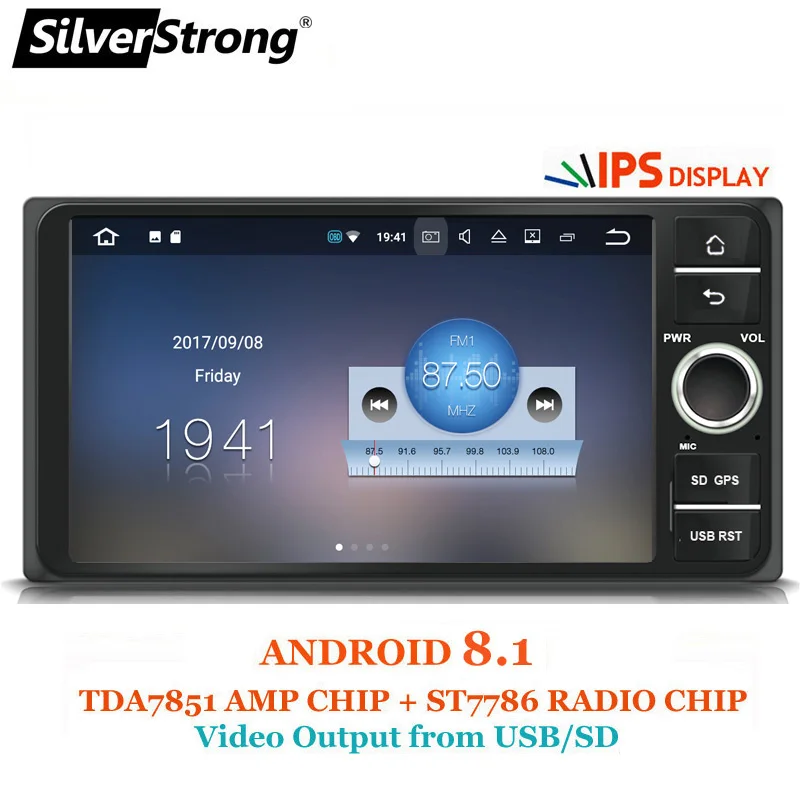 

SilverStrong 2Din IPS Android9.0 Universal Car 2Din E120 For Toyota Corolla 7inch Video for hilux Rav4 prado 4tuner IPS panel