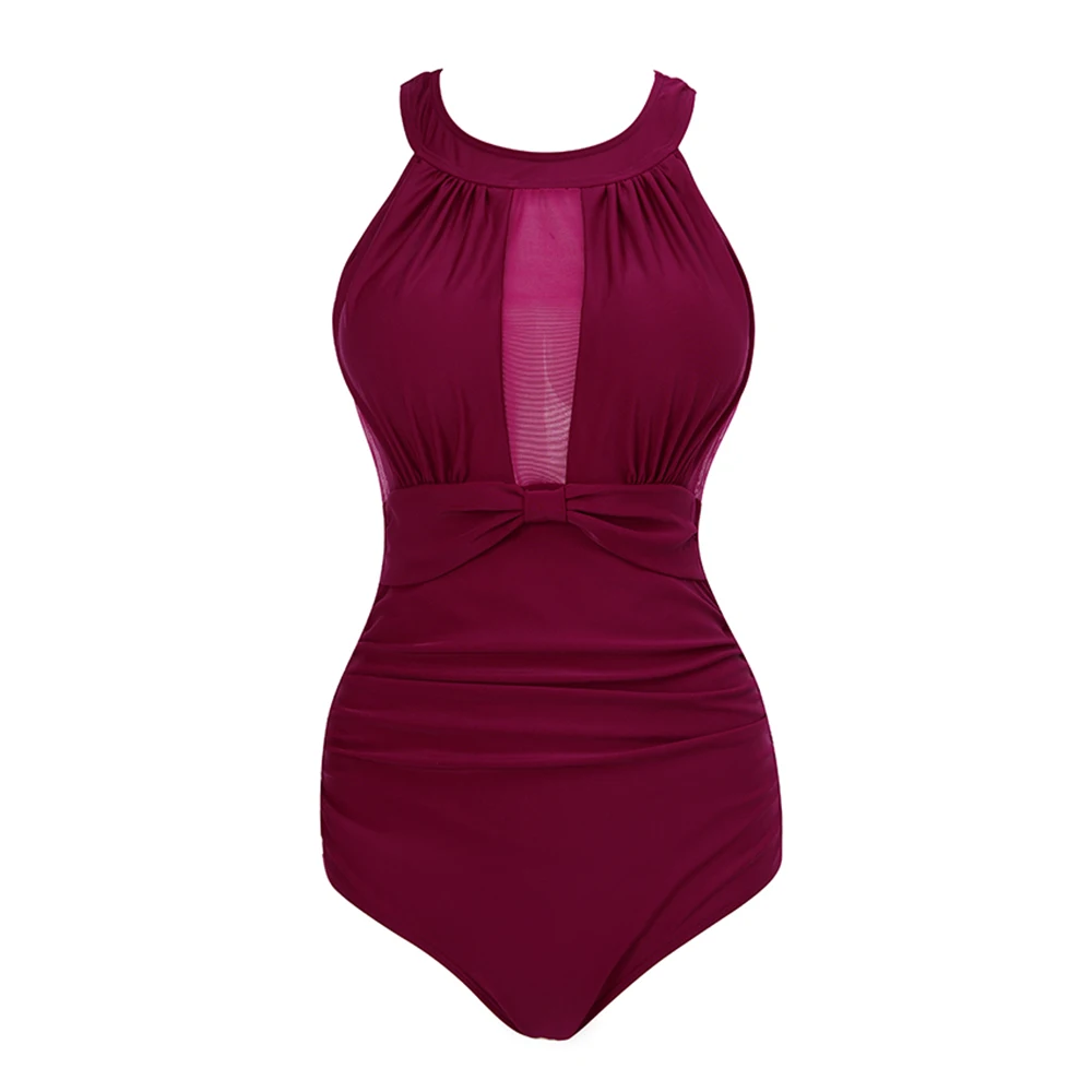 2018 New One piece High Elasticity Waterproof Ladies Summer Sexy Net Yarn Swimsuit Women