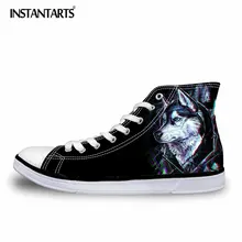 INSTANTSARTS Fashion Spring Vulcanized Shoes Men Cool 3D Animal Printed High top Lace Up Canvas Shoes Male Sneakers Flat Shoes