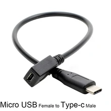 Micro Usb Female Naar USB-C 3.1 Type-C Male Converter Kabel Adapter Otg Connector Kabel 27Cm