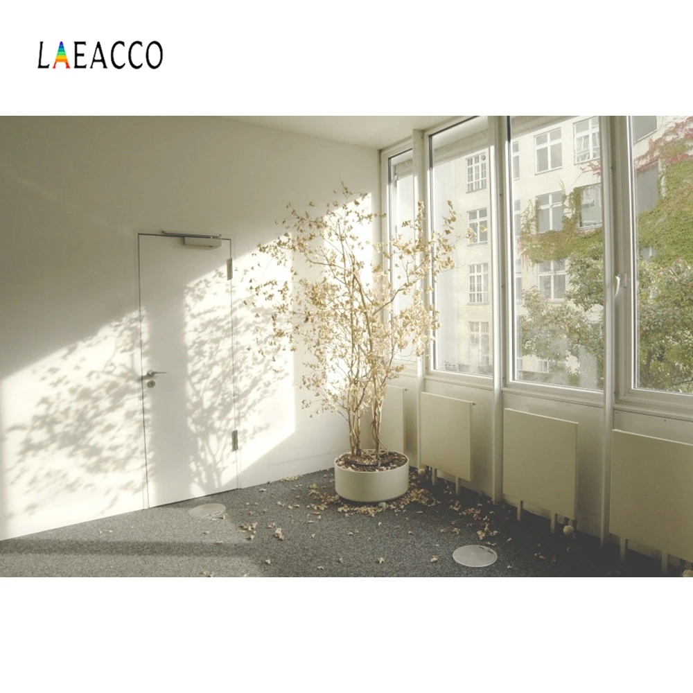 Laeacco Интерьер Белый дом занавески Солнечный пол фотографии фоны индивидуальные