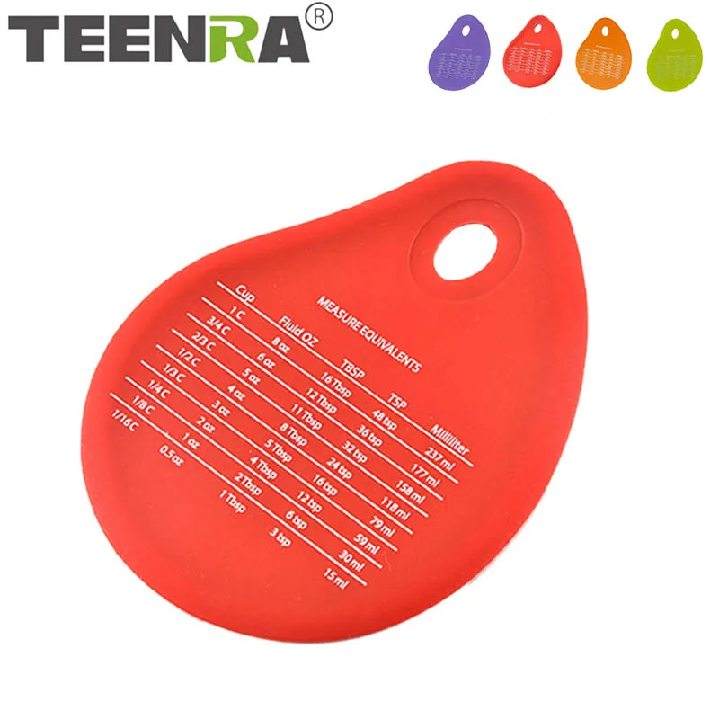 

TEENRA Silicone Cleaning Bowl Scraper With Measurement Pot Pan Silicone Cake Spatula Scraper Conversion Spatula Baking Tools