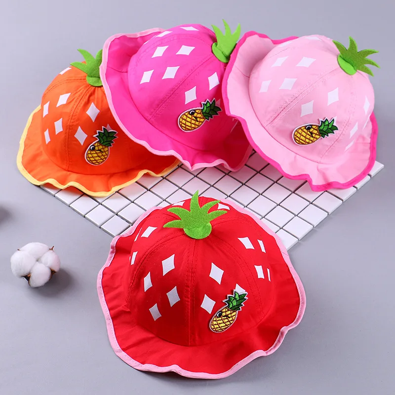 

18-36 Monthes Lovely Baby Children Hat for Pineapple Summer Beach Style Kids Outdoor Bucket Hat Summer Hats for Kids