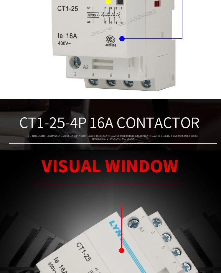 4P контактор переменного тока 16A бытовой контактор переменного тока 24v 110v 220V 240V 400V~ 4NO 4NC 2NO2NC 3NO1NC 50/60 Гц 35 мм din rail CT1-25 нового типа