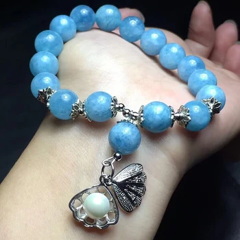 

Wholesale JoursNeige Light Blue Natural Stone Bracelet 10mm Round Bead With Shell Pearl Accessories Bracelet Lucky Fresh Jewelry